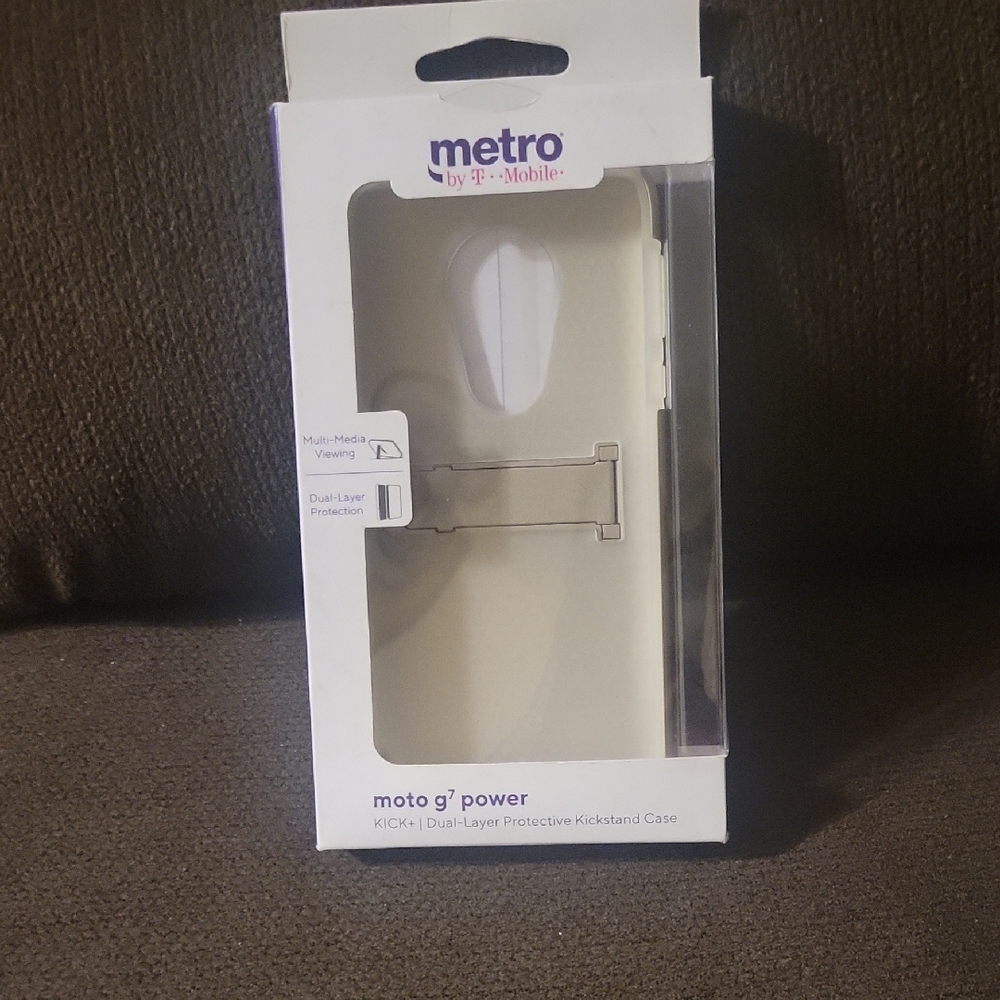 Metro By T Mobile Moto G7 Power Dual-Layer Kickstand Case - Cream
